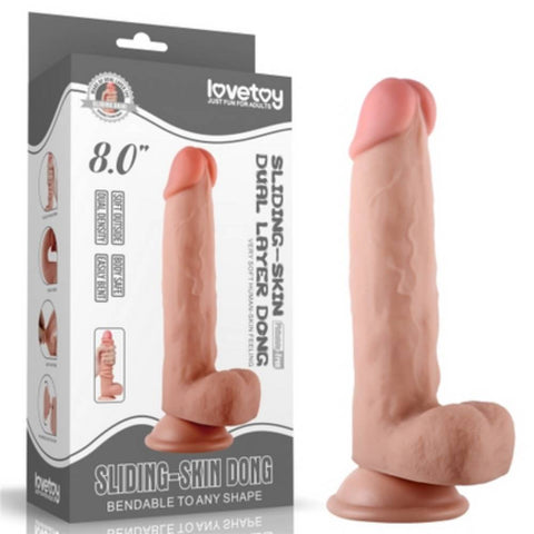 Lovetoy Sliding Skin Dual Layer Realistic Dong Wit Flexible Skin Flesh - Realistic Dildos
