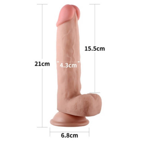 Lovetoy Sliding Skin Dual Layer Realistic Dong Wit Flexible Skin Flesh - Realistic Dildos