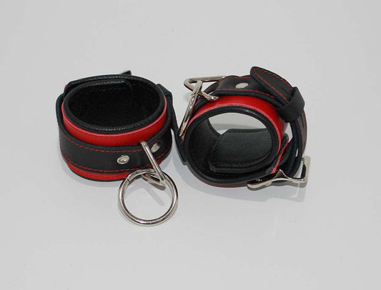 Netherworld Restraints Wrist Cuffs Black and Red Leather - Cuffs and Restraints