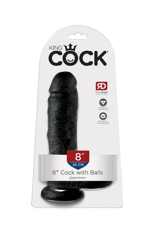 King Cock 8 Inch Realistic Dildo with Balls and Suction Cup - Realistic Dildos