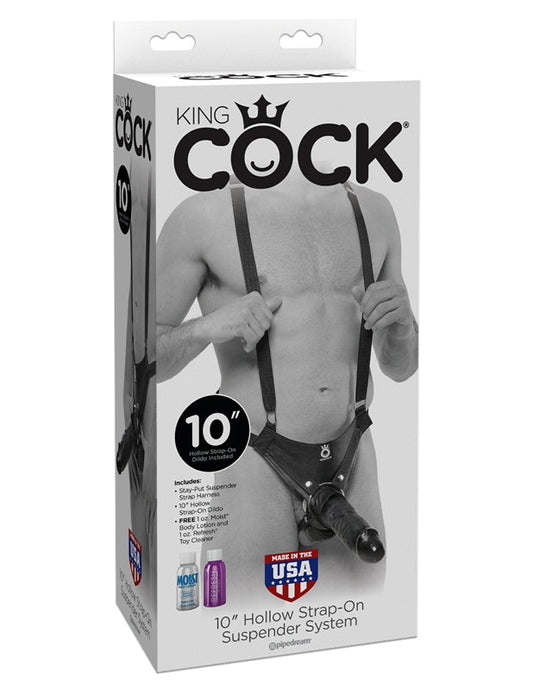 King Cock 10 Inch Hollow Strap-On Suspender System - Strap On Sextoys