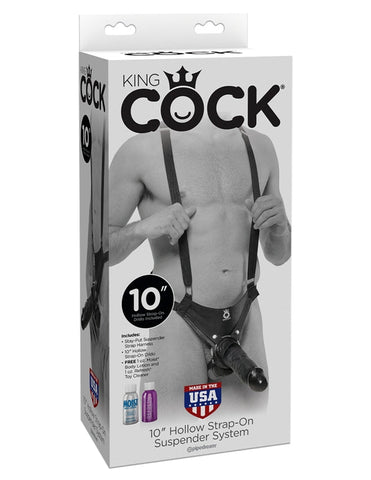 King Cock 10 Inch Hollow Strap-On Suspender System - Strap On Sextoys