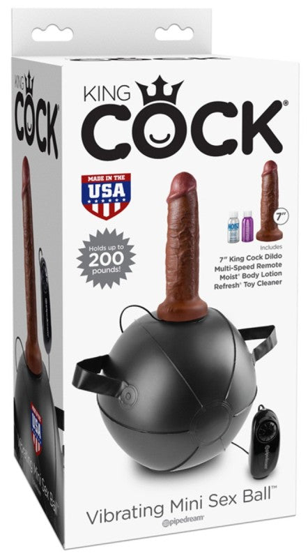 King Cock Vibrating Mini Sex Ball with 7 in. Brown Sex Machines