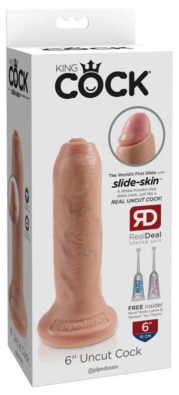 King Cock Uncut Lifelike with Foreskin Realistic Dildo Flesh - Realistic Dildos