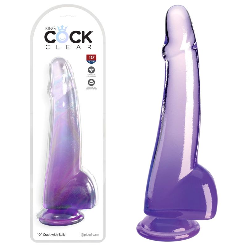 King Cock Clear 10 Inch Cock with Balls - Realistic Dildos