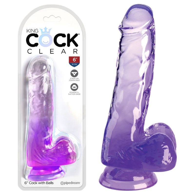 King Cock Clear 6 Inch Cock with Balls - Realistic Dildos