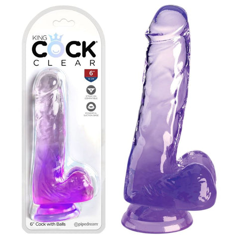 King Cock Clear 6 Inch Cock with Balls - Realistic Dildos