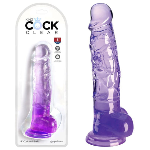 King Cock Clear 8 Inch Cock with Balls - Realistic Dildos