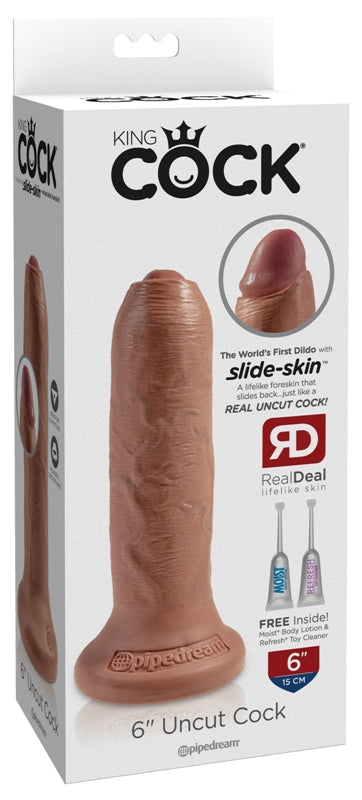King Cock Uncut Lifelike with Foreskin Realistic Dildo Flesh - Realistic Dildos