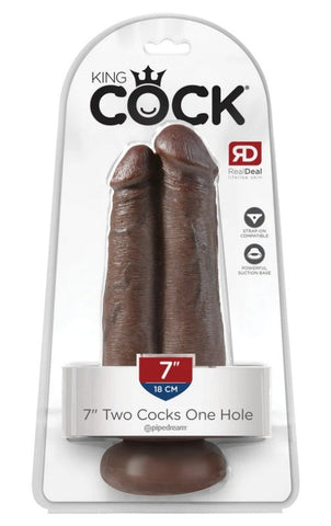 King Cock Two Cocks One Hole Brown - Double Ender