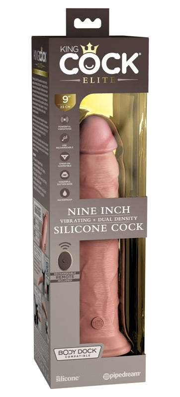 King Cock Elite Remote Vibrating Dual Density Silicone Cock - Realistic Dildos