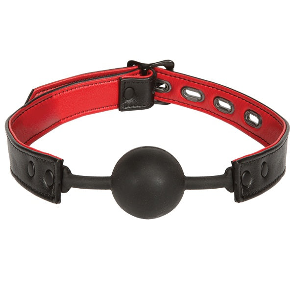 Kink Leather and Silicone Ball Gag Black and Red Bondage Gags and Bits