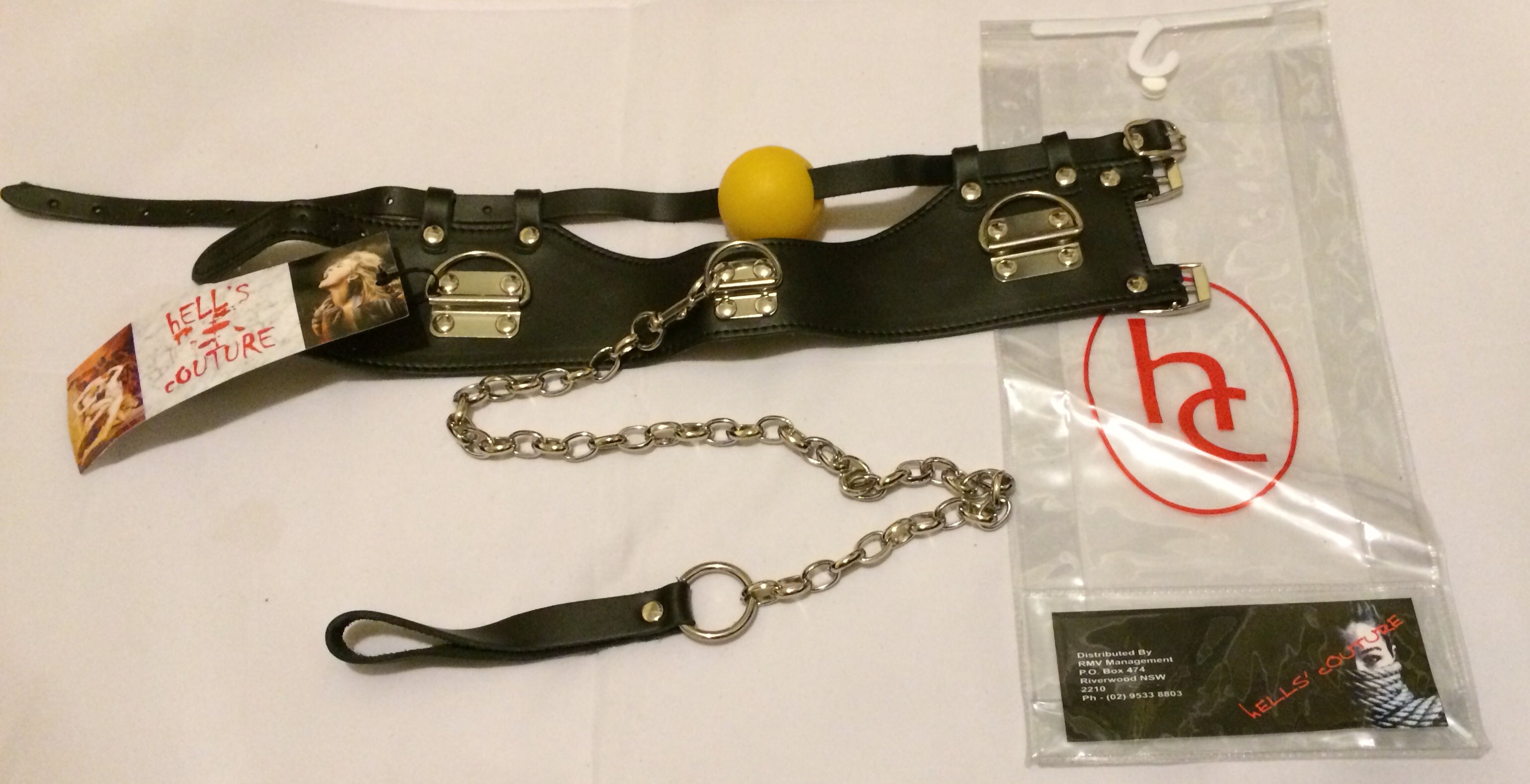 KinkSociety Ball Gag & Leather Lead Bondage Gags and Bits