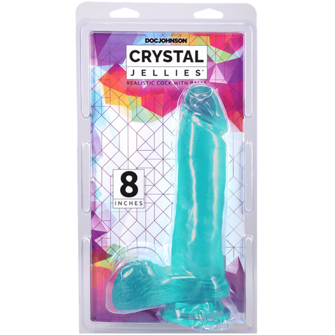 Doc Johnson Crystal Jellies Realistic Cock with Balls Teal - Realistic Dildos