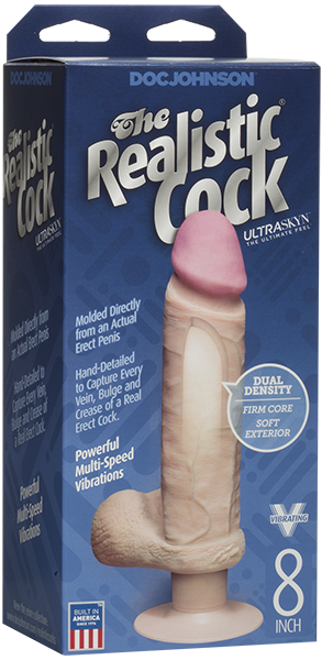 The Realistic Cock ULTRASKYN Multi Function Vibrating Dong 8 Inch Vanilla Vibrating Dildos