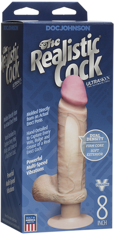 Doc Johnson ULTRASKYN Multi Function Vibrating Dong 8 Inch - Vibrating Dildos