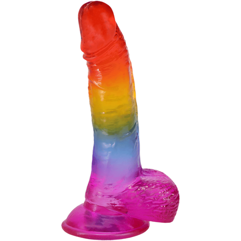 Doc Johnson Crystal Jellies Realistic Cock with Balls Rainbow - Realistic Dildos