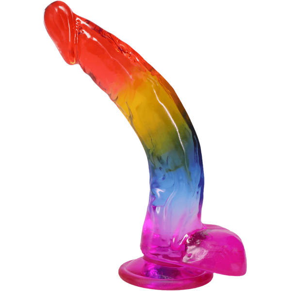 Doc Johnson Crystal Jellies Realistic Cock with Balls Rainbow - Realistic Dildos