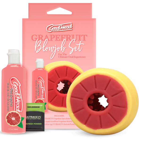 Doc Johnson Grapefruit Blowjob Stroker Set (Yellow, Pink) - Masturbators and Strokers