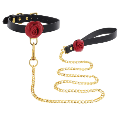 Scala Taboom Wild Roses Fetish Collar and Leash - Collars and Leads
