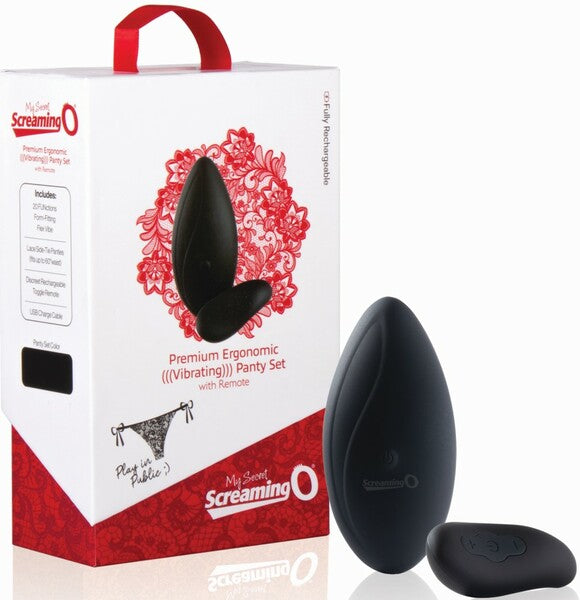 Screaming O Premium Ergonomic Remote Control Panty Vibrator Set Black Remote Control Vibrators