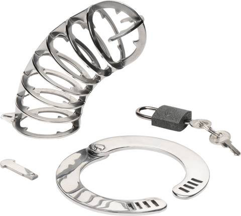 Master Series Stainless Steel Spiked Mens Chastity Cage - Male Chastity