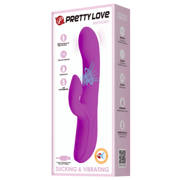 Pretty Love Anthony Rechargeable Sucking & Vibrating Rabbit Massager Purple Rabbit Vibrators