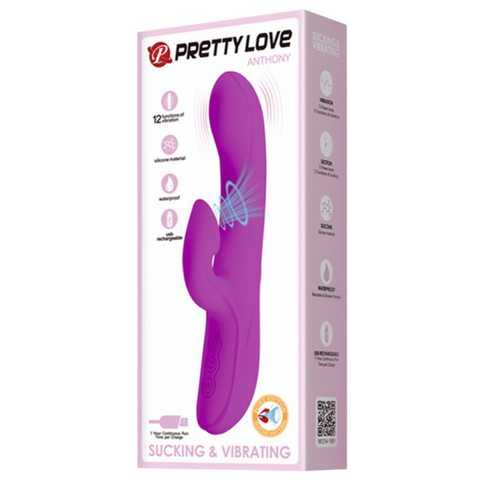 Pretty Love Anthony Rechargeable Sucking & Vibrating Rabbit Massager Purple - Rabbit Vibrators