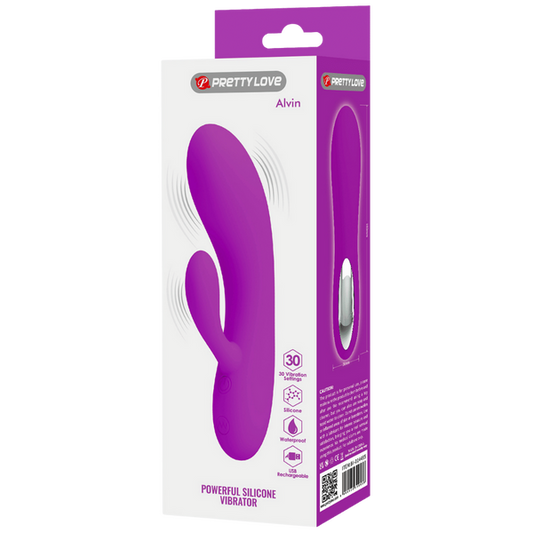 Pretty Love Alvin Rechargeable Silicone Rabbit Massager Purple Rabbit Vibrators