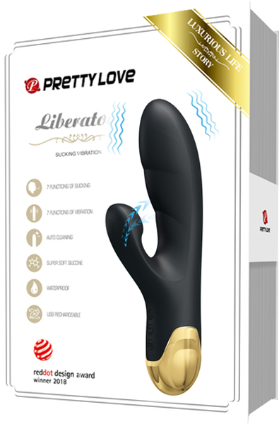 Pretty Love Naughty Play Waterproof Rechargeable Rabbit Massager Black - Rabbit Vibrators