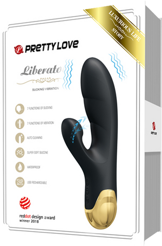Pretty Love Naughty Play Waterproof Rechargeable Rabbit Massager Black - Rabbit Vibrators