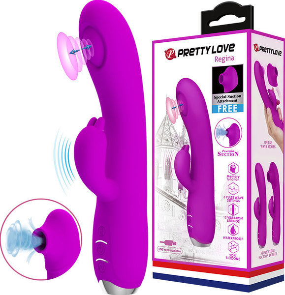 Pretty Love Rechargeable Regina Pulsating Rabbit Vibrator Purple Rabbit Vibrators