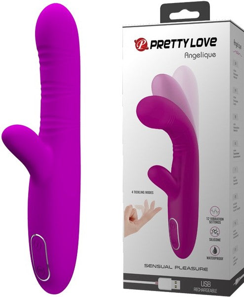 Pretty Love Rechargeable Angelique Rabbit Shape G Spot Massager Purple Rabbit Vibrators