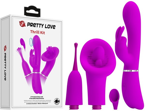 Pretty Love Velvety Silicone & Vibrating Thrill Kit Purple Sex Kits