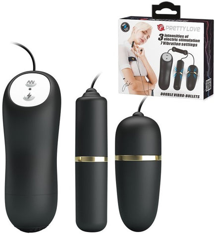 Pretty Love Double Vibro Bullets Massager Black - Bullet Vibrators