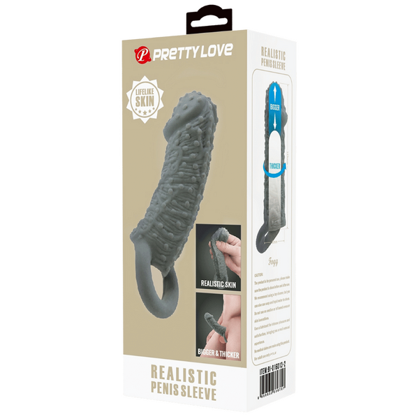 Pretty Love Realistic Male Penis Sleeve Black Penis Sleeves and Extenders