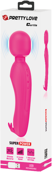 Pretty Love Rechargeable Curtis Vibrating Body Wand Pink Body Wands