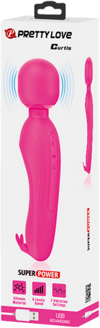 Pretty Love Rechargeable Curtis Vibrating Body Wand Pink - Body Wands