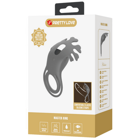Pretty Love Ruben 7 Function Master Vibrating Cock Ring Grey - Vibrating Cock Rings