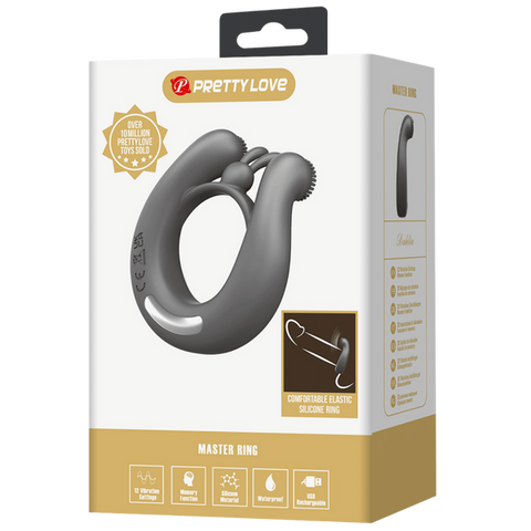 Pretty Love Master Ring Dahlia Vibrating Dick Ring Grey - Vibrating Cock Rings