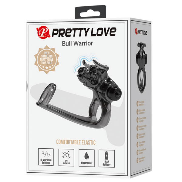 Pretty Love Bull Warrior Innovative Cock Ring Black Stretchy Cock Rings