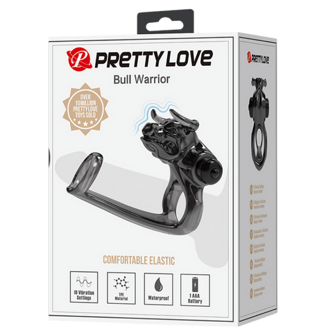 Pretty Love Bull Warrior Innovative Cock Ring Black - Stretchy Cock Rings