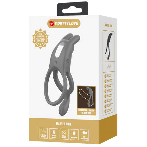 Pretty Love Seth Master Vibrating Cock Ring Grey - Vibrating Cock Rings