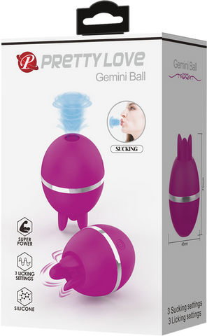 Pretty Love Gemini Ball Shape Rechargeable Clitoral Vibrator Purple - Clit Ticklers and Pulsators