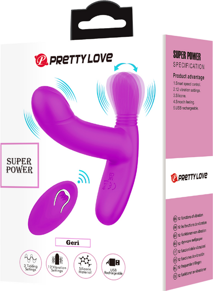 Pretty Love Geri Rechargeable 12 Function G Spot & Clitoral Vibrator Purple - G-Spot Vibrators
