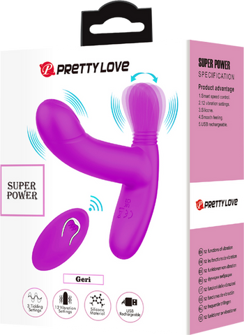Pretty Love Geri Rechargeable 12 Function G Spot & Clitoral Vibrator Purple - G-Spot Vibrators
