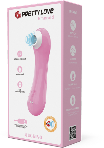 Pretty Love Rechargeable Sucking Emerald Clitoral Massager Light Pink - Clit Ticklers and Pulsators