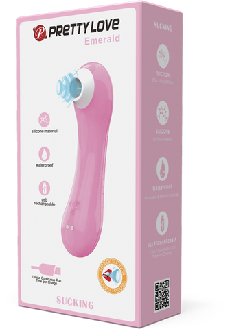 Pretty Love Rechargeable Sucking Emerald Clitoral Massager Light Pink - Clit Ticklers and Pulsators