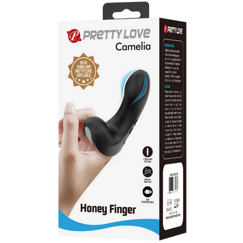 Pretty Love Camelia Honey Finger Adult Massager Black - Finger and Tongue Vibrators