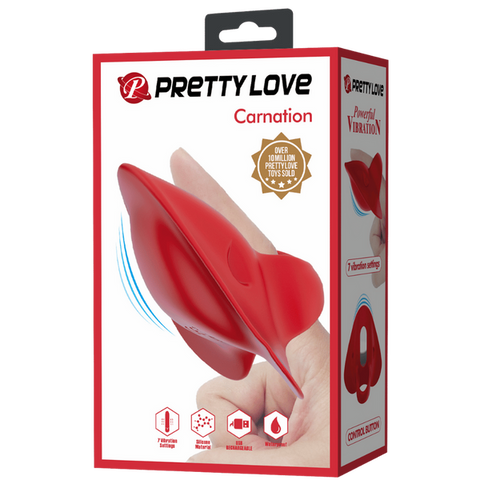 Pretty Love Carnation Rechargeable Finger Vibrator Red - Finger and Tongue Vibrators